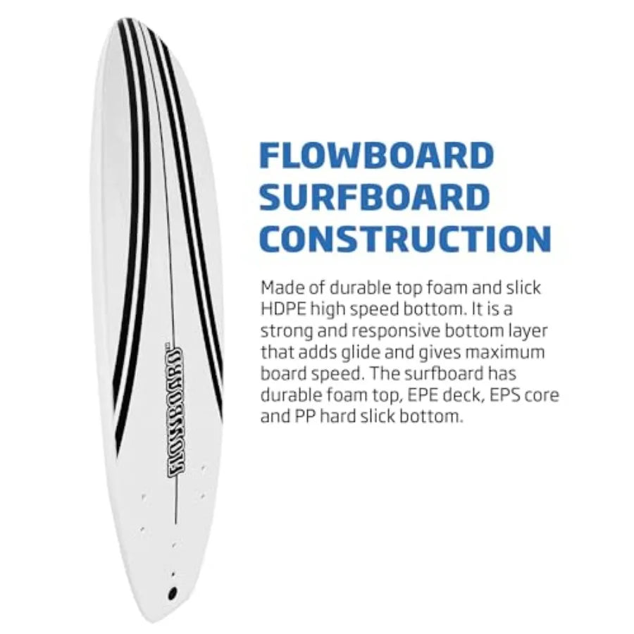 Flowboard Surfboard 7ft Foam Softboard For Adults Beginners To Intermediate Includes High Performance Traction Pad