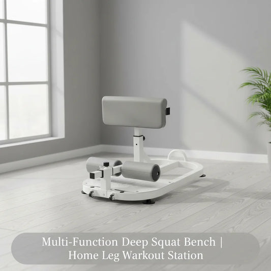 Multi-Function Deep Squat Bench, Home Gym Workout Station Leg Exercise Machine with Adjustable Depth 5 Settings, 551 lbs Capacity, for Squats Lunges Push-Ups, White