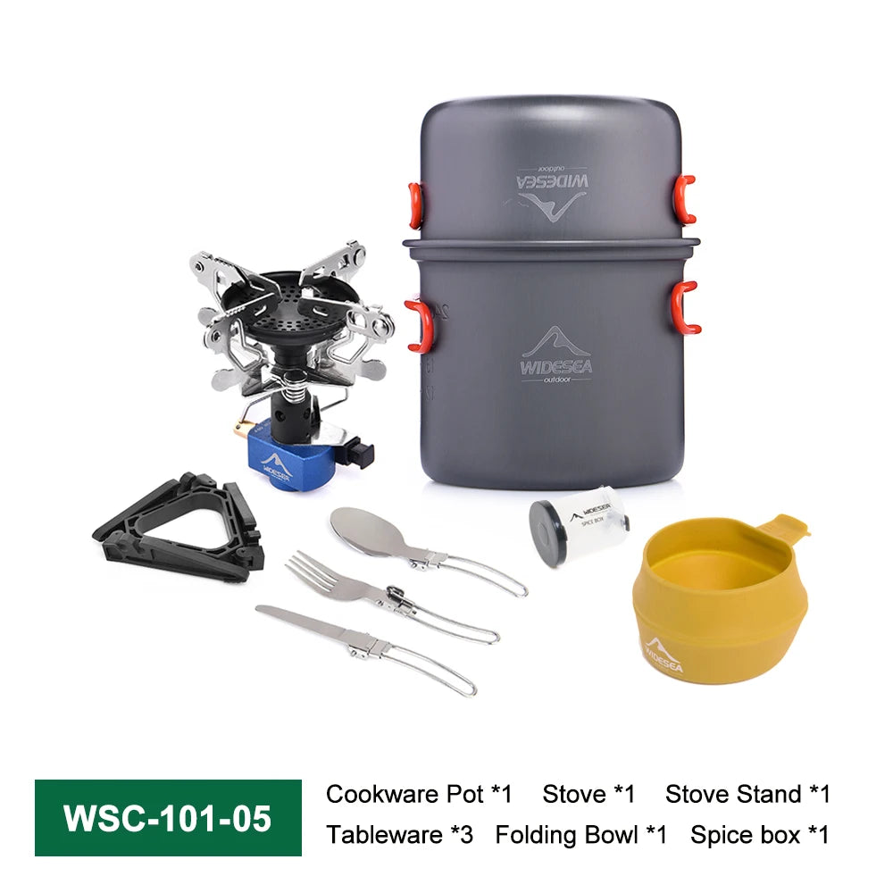 Widesea Camping Gas Stove Tableware Set Portable Outdoor Gear
