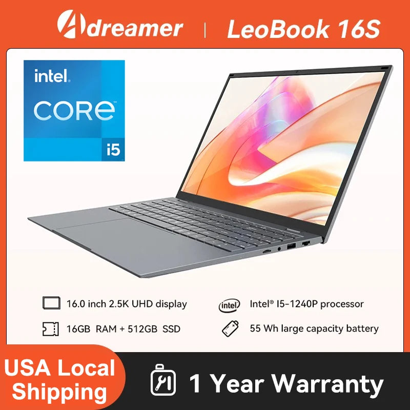 ADREAMER LeoBook Laptop Windows 11 Intel Core I5 1240P