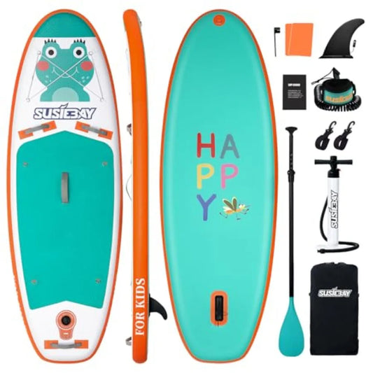 Inflatable Stand Up Paddleboard For Outdoor Water Sports Wide Stable Blue PVC Deck Non Slip Comfort For Beginners