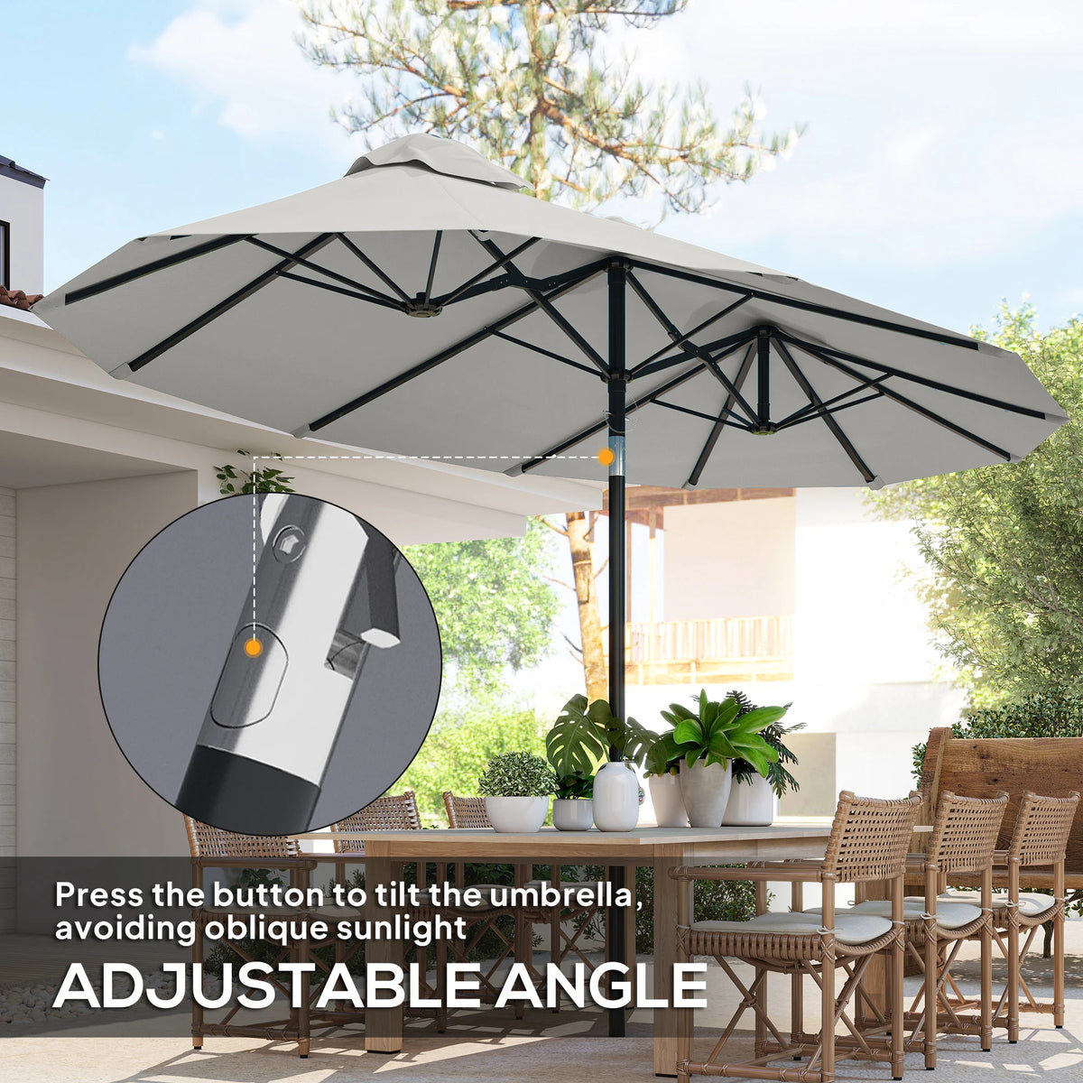 Outsunny Double Sided Patio Umbrella With Tilt Crank Handle