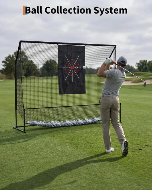 HiMISS Golf Practice Net 10x7.5ft Heavy Duty Swing Chipping Trainer for Backyard Golfers with Aim Cloth Carry Bag