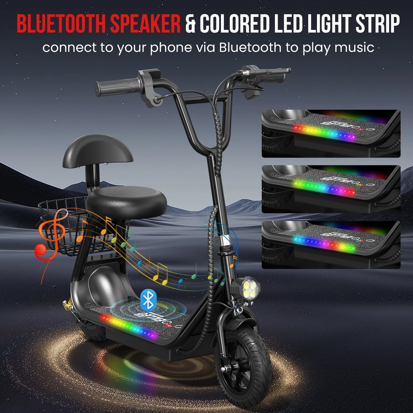 Spacewalk Electric Scooter For Kids With Seat Basket