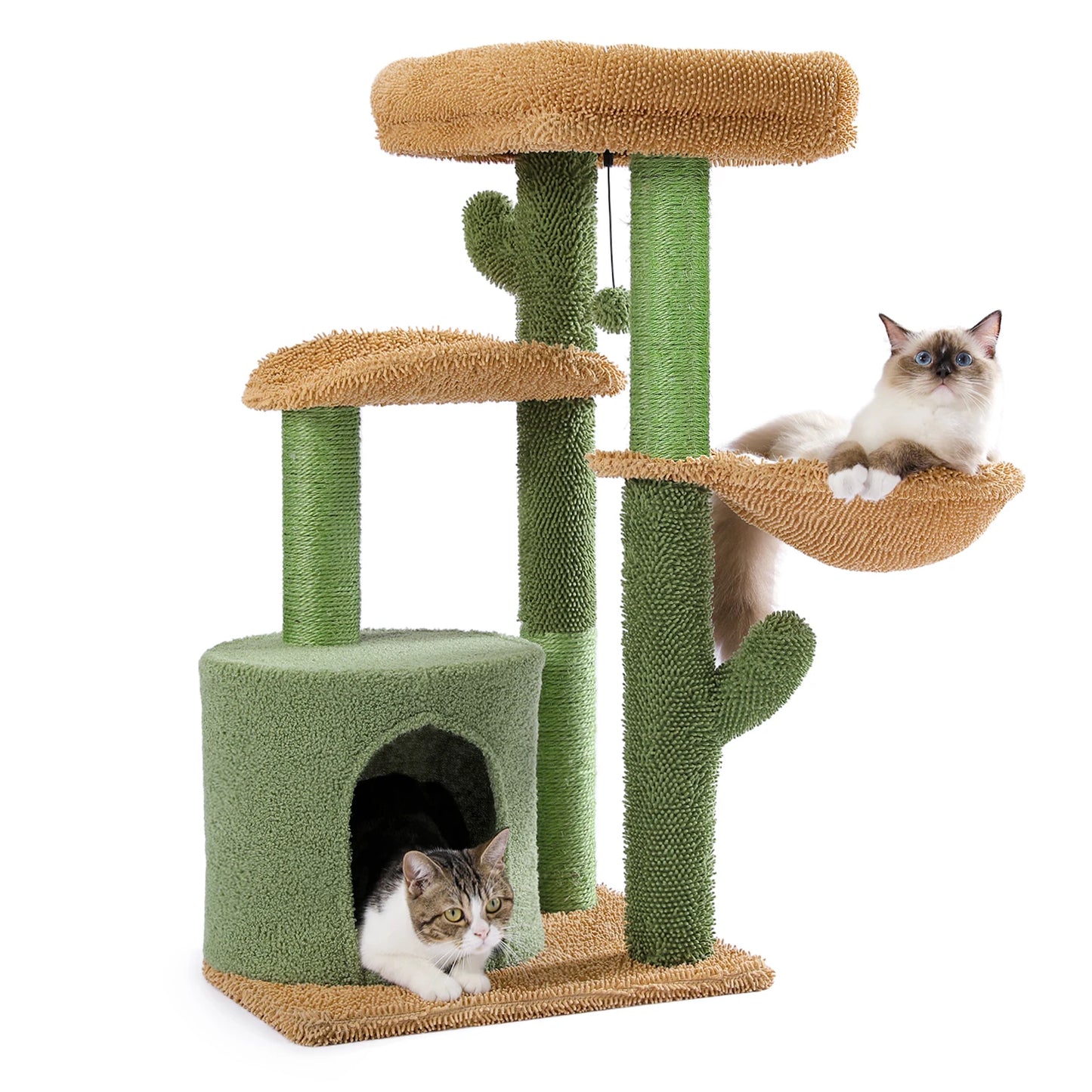 Cat Tree Cactus Cat Tower Cat's House with Scratching Post Cute Play House Furniture with Condo Nest Mordern Pet Scratcher