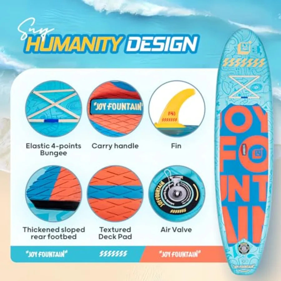 Inflatable Paddle Board For Outdoor Water Sports Ultra Lightweight Durable PVC High Stability Blue For Beginners
