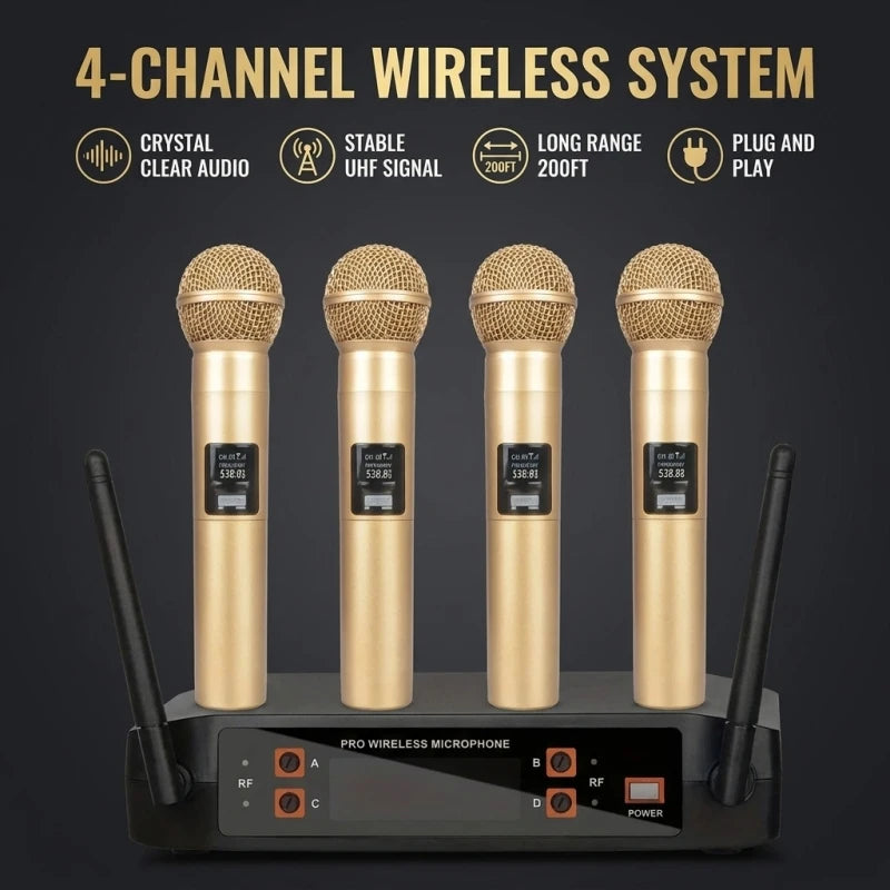 NXG Professional Four Microphone Wireless Receiver System Kit