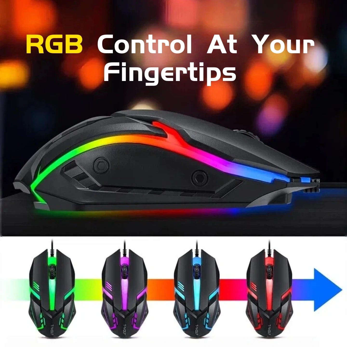 T-WOLF RGB Gaming Keyboard Mouse Headset Mousepad 4 In 1