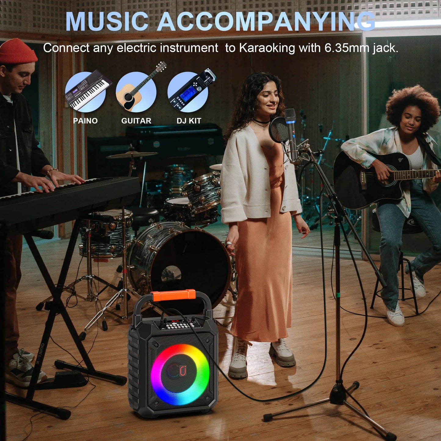 FanFun T17T Wireless Bluetooth Karaoke Speaker With Two Microphones