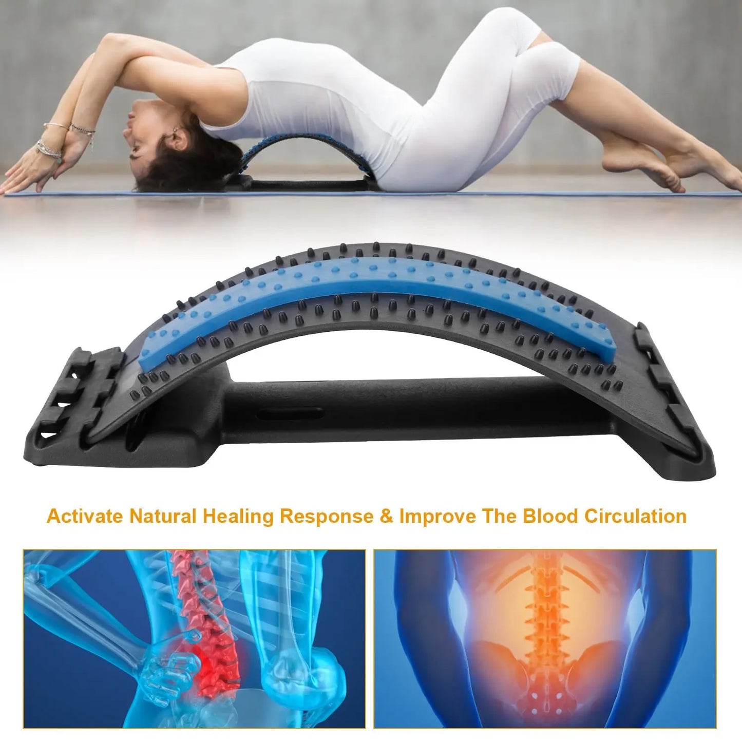 Adjustable Back Stretcher With 96 Massage Points For Posture Correction