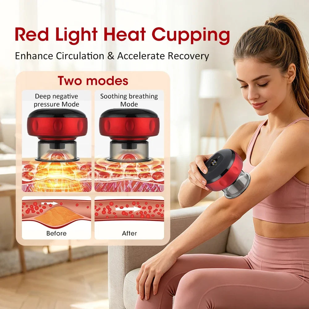 Heated Cupping Massager With Gua Sha And Adjustable Suction