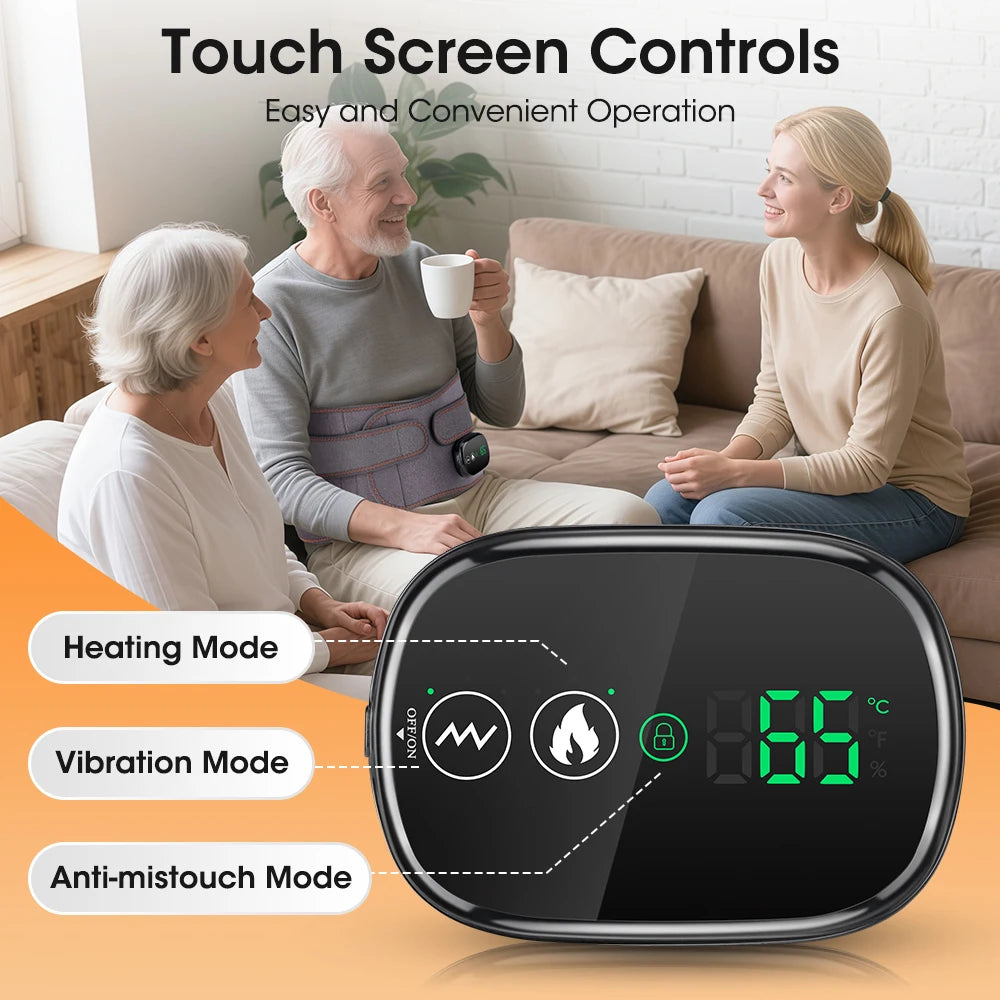 Cordless Hating Pad with Massager, Heating Pad for Back Pain Relief, Vibration Massage Heated Waist Belt Support, Portable Low Back Massager with 3 Heating Levels, Gifts for Women Men