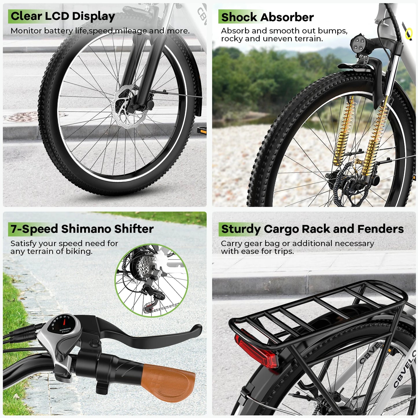 CYBERVELO Urban Commute Ebike Electric EK2 48V 1000W Motor