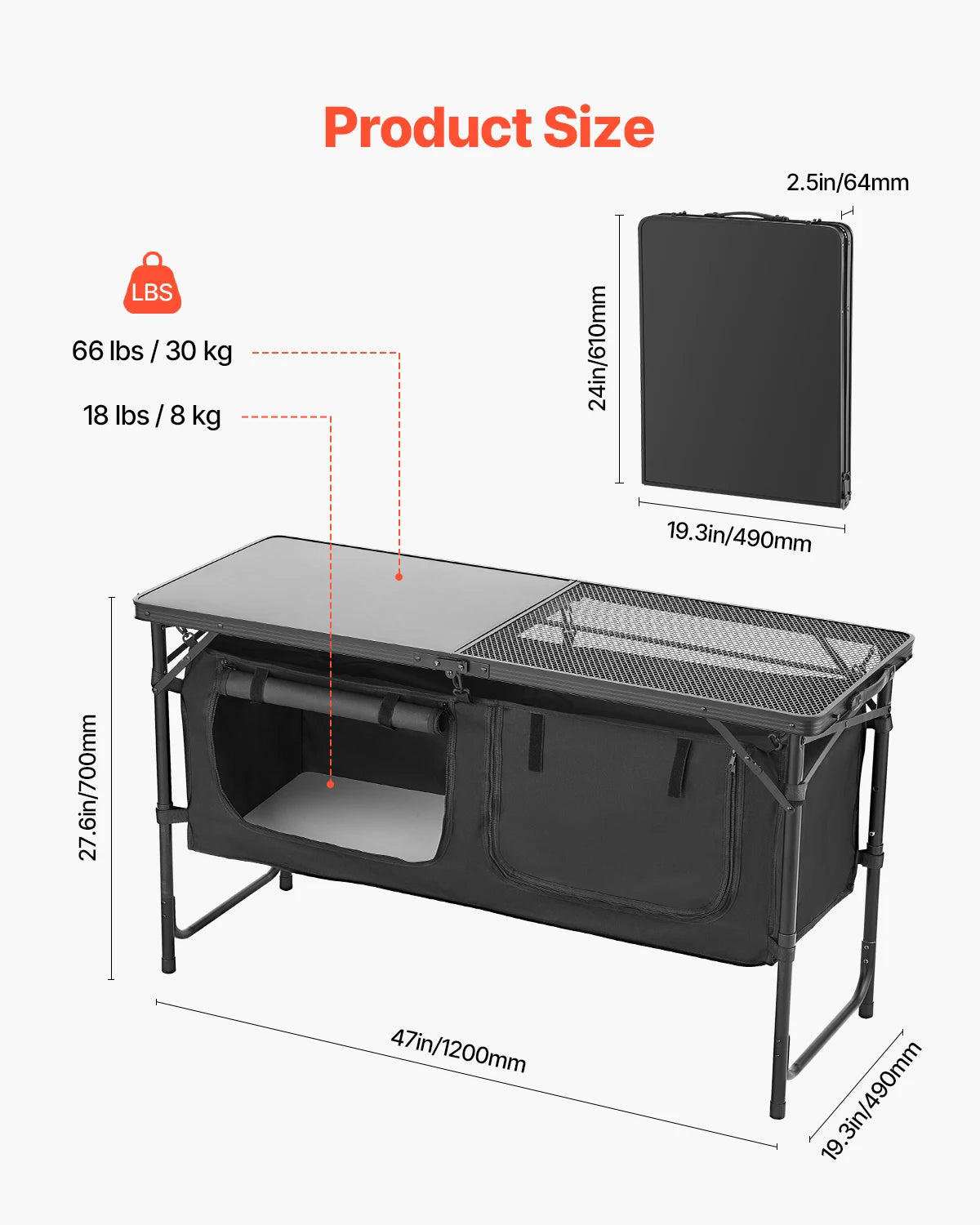 SucceBuy Camping Kitchen Table Outdoor Cooking Station Aluminum Portable