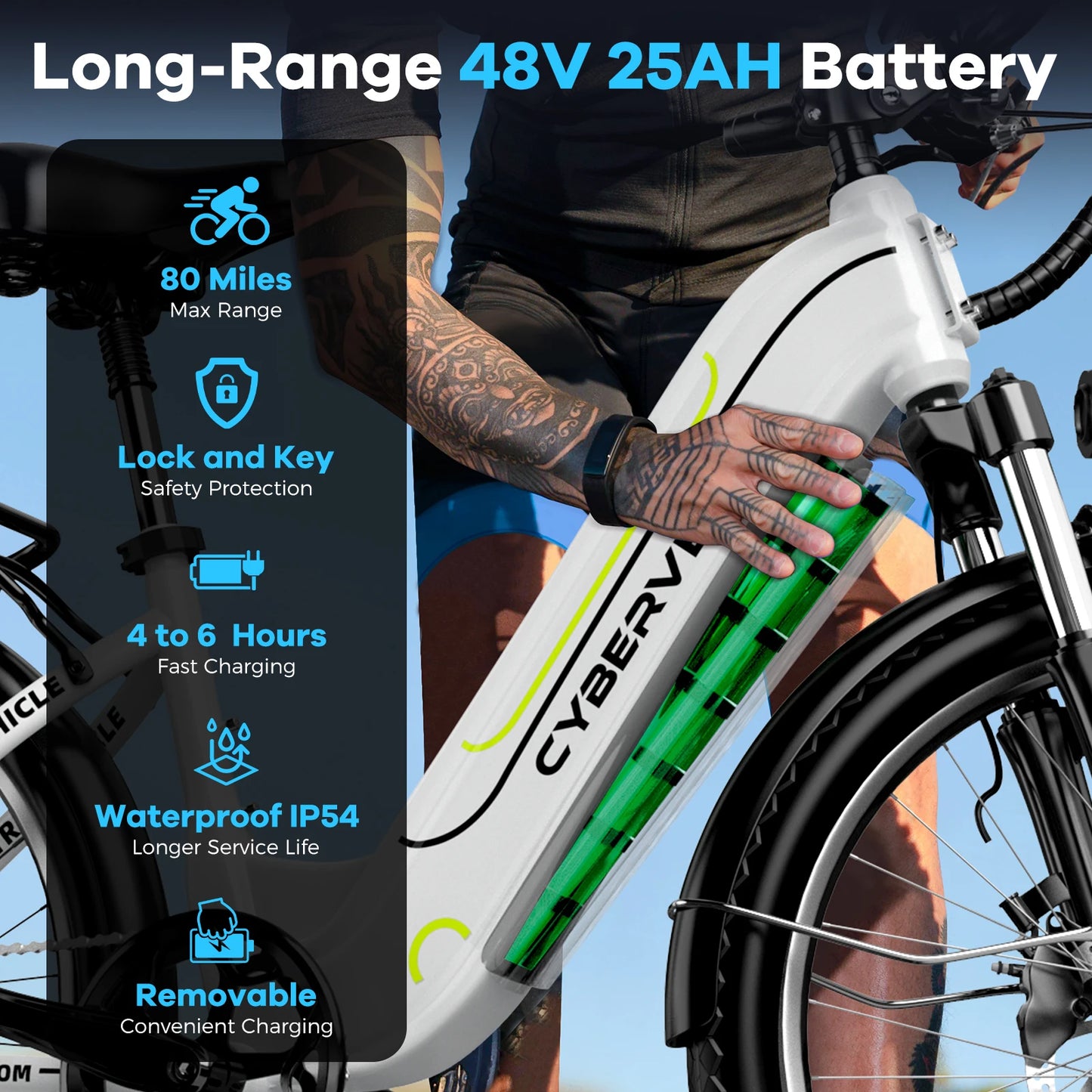Cybervelo EK7 1000W 48V 25Ah Long Range Electric Bike
