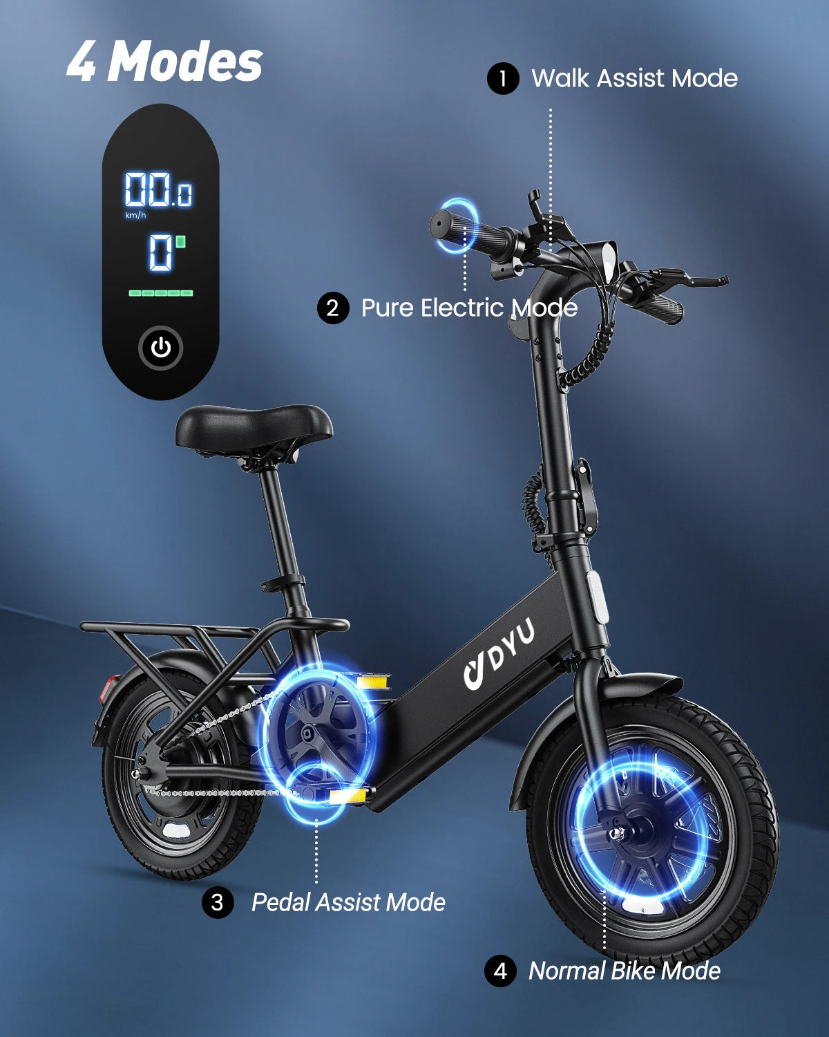 DYU C3 Folding Electric Bicycle 500W Peak Motor 280Wh Battery