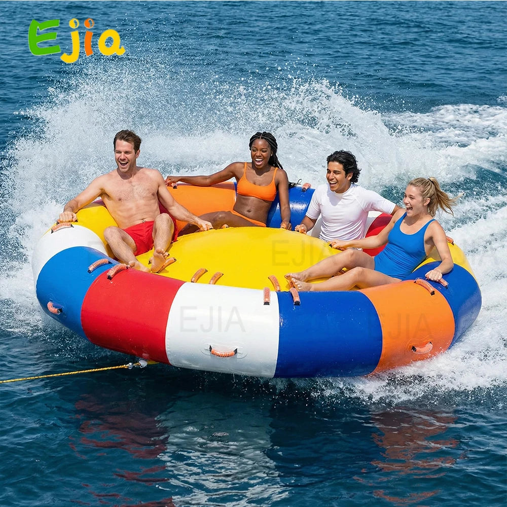 Inflatable Towable UFO Tube For Six To Eight People 10x10ft Heavy Duty PVC Water Sports Family Friendly Fun