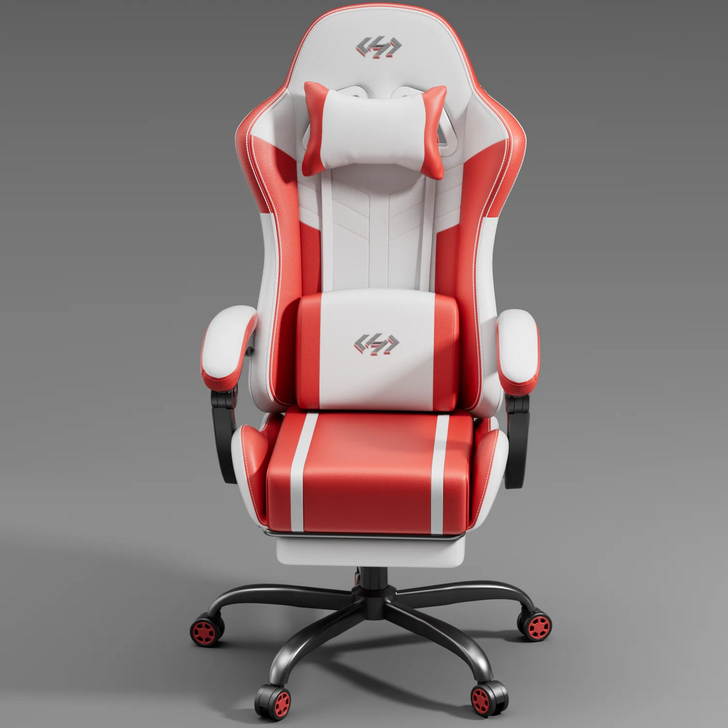 NEBMAAX Ergonomic Gaming Chair With Massage Footrest PU Leather