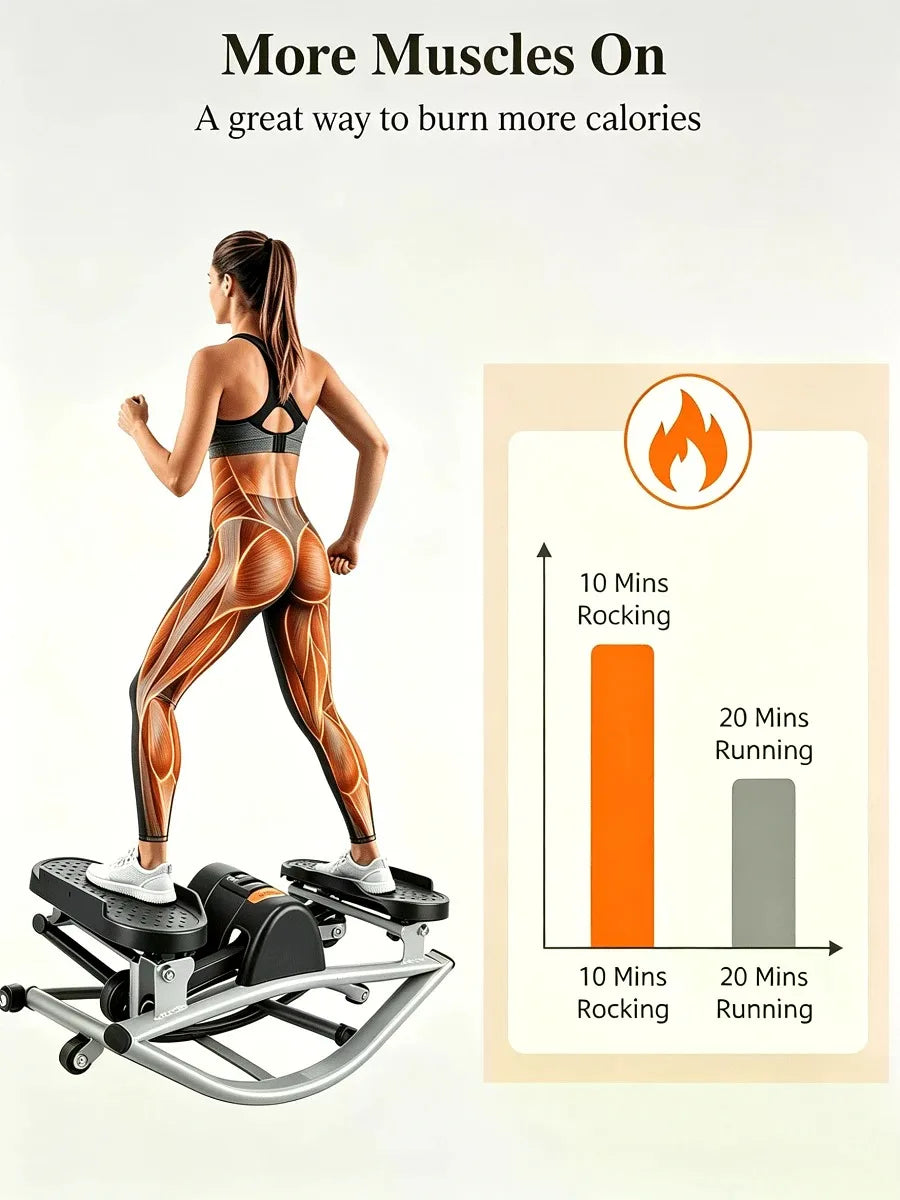 Rocking Twist Stepper With Resistance Bands For Home Cardio