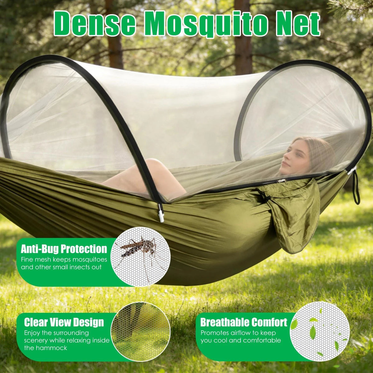 Automatic Quick Open Mosquito Net Hammock for Outdoor Camping