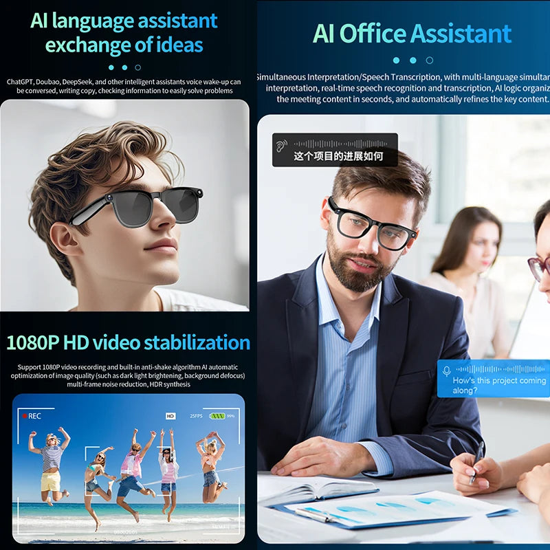 2026 New Al Smart Glasses 800W HD Camera Photo Video Recording Translation Al Image Recognition Al Conversation Smart Glasses