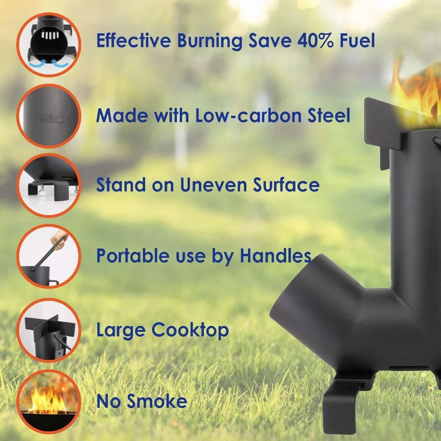 Camping Rocket Stove With Free Carrying Bag Portable Wood Burning Stove
