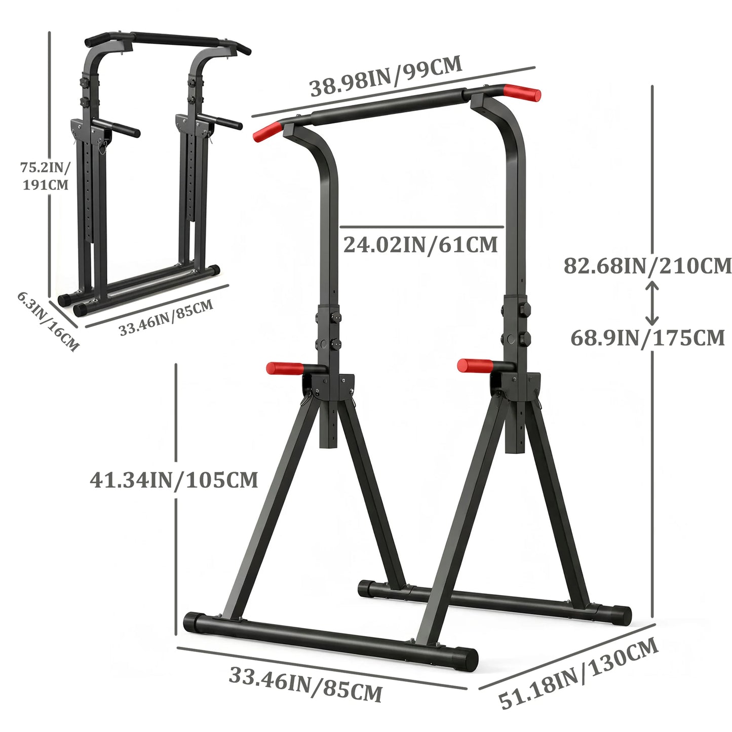 Foldable Power Tower Pull Up Bar For Home Strength Training