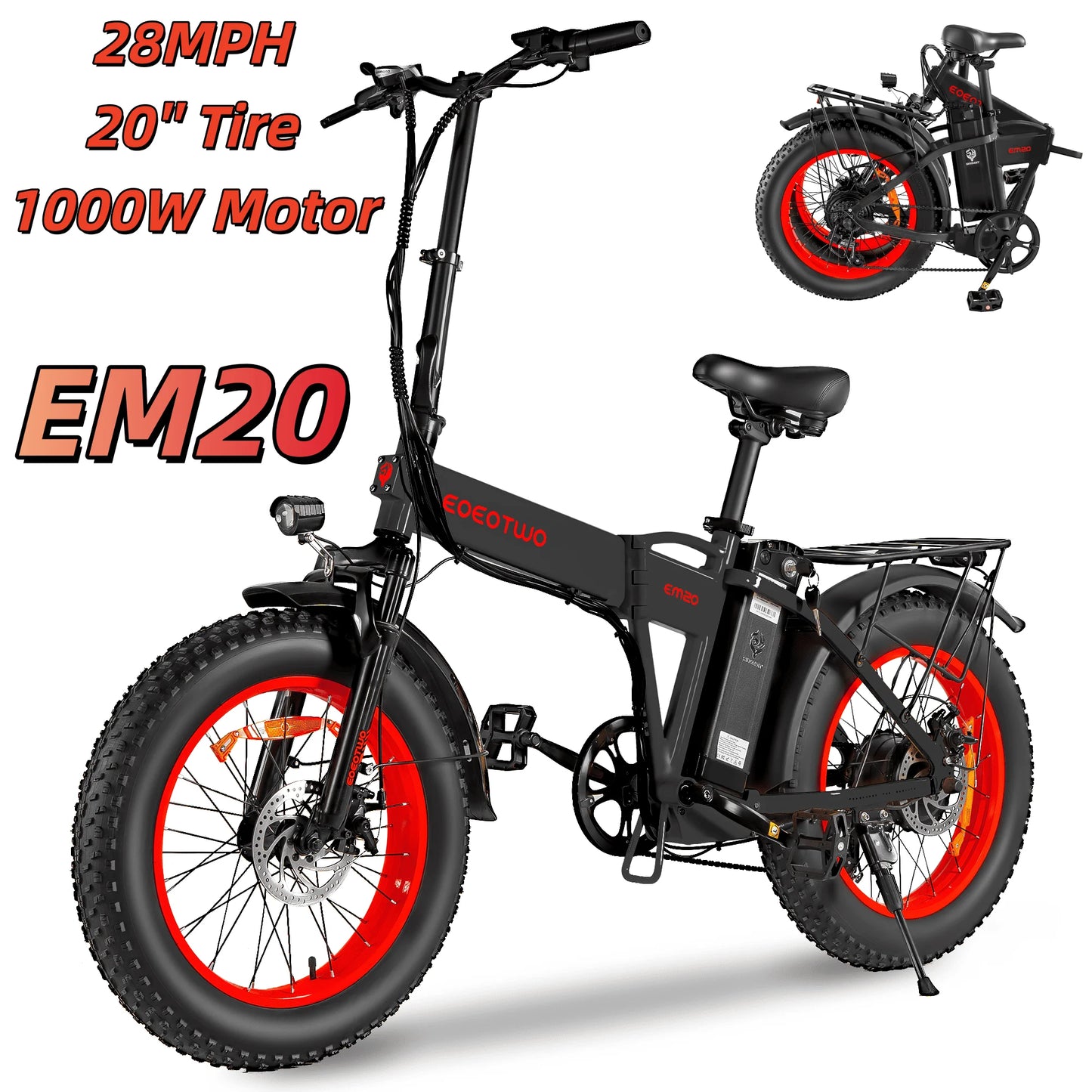 EOEOTWO 1500W Electric Bike Ebike 48V 15Ah Battery 26 Inch Fat Tire Mountain Bike 34MPH For Adults