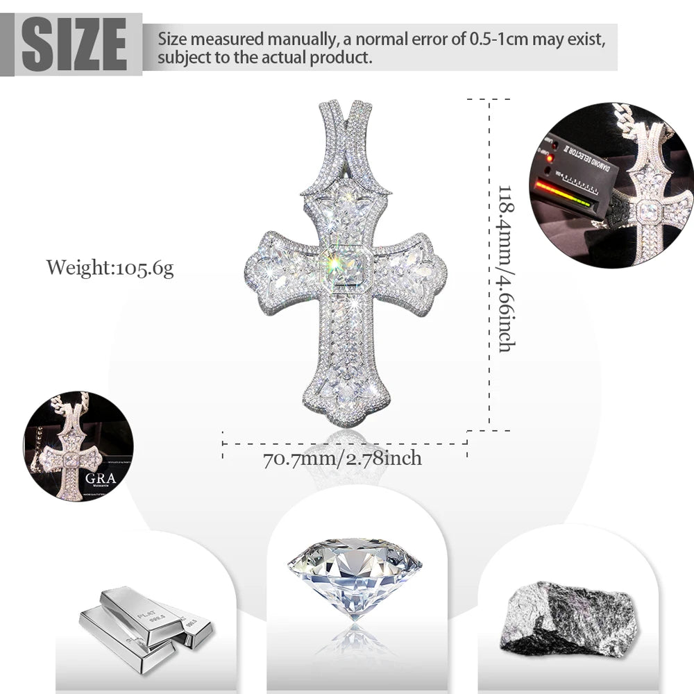 Lyee Cyee Iced Out Gothic Cross Pendant Cubic Zirconia