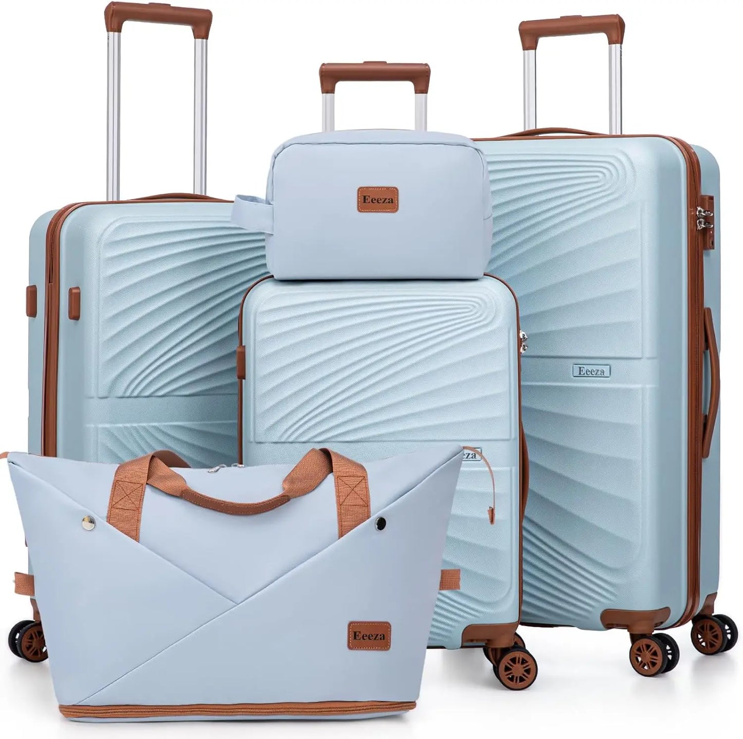 5 Piece ABS Luggage Set With TSA Spinner Wheels Lightweight