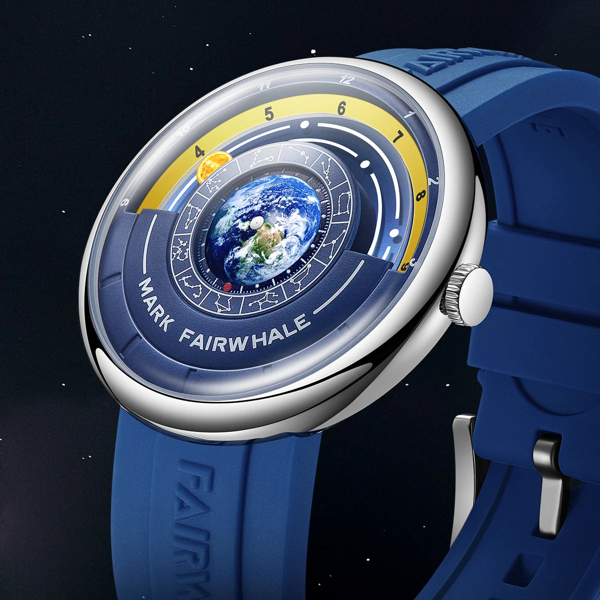 Mark Fairwhale Earth Constellation Dial Design Fashion Quartz Men's Wristwatch Waterproof Business Watch for Man Reloje Hombre