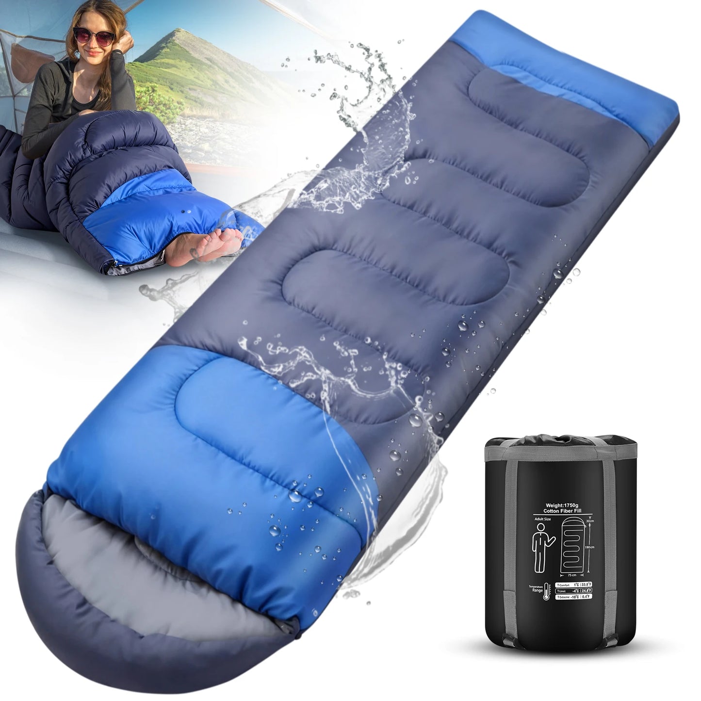 Camping Sleeping Bag Ultralight Waterproof Windproof 4 Season Warm