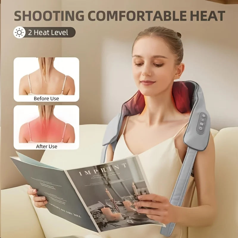 Neck And Shoulder Massager Shiatsu Heat Kneading Home Office