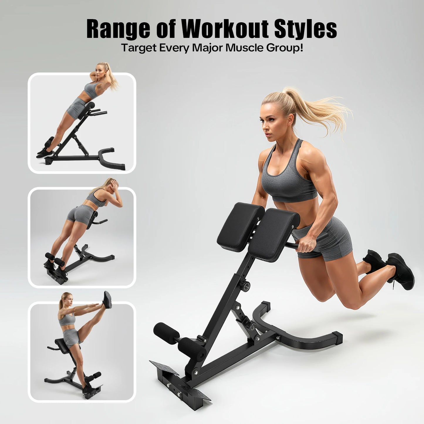 Foldable Roman Chair Adjustable Ab Bench For Home Gym