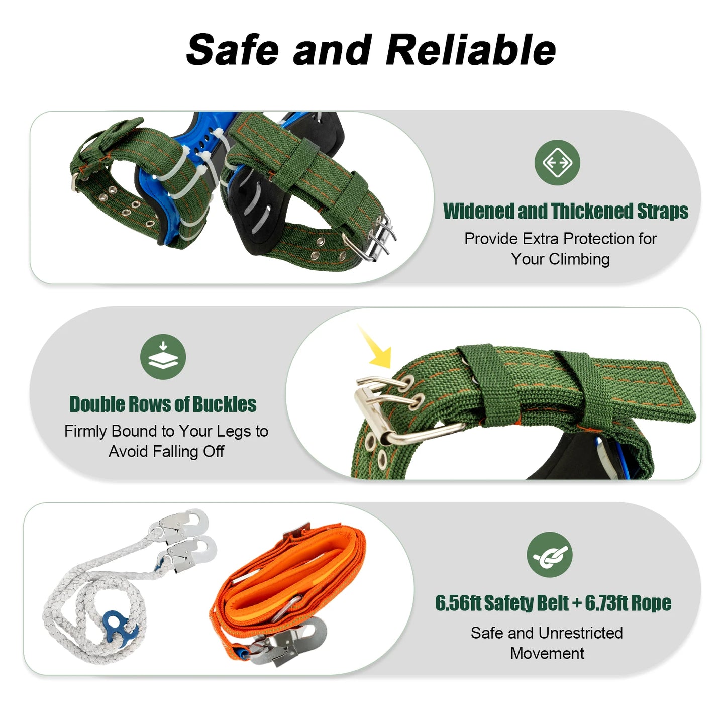 Professional Tree Climbing Spikes Kit with Safety Belt Harness