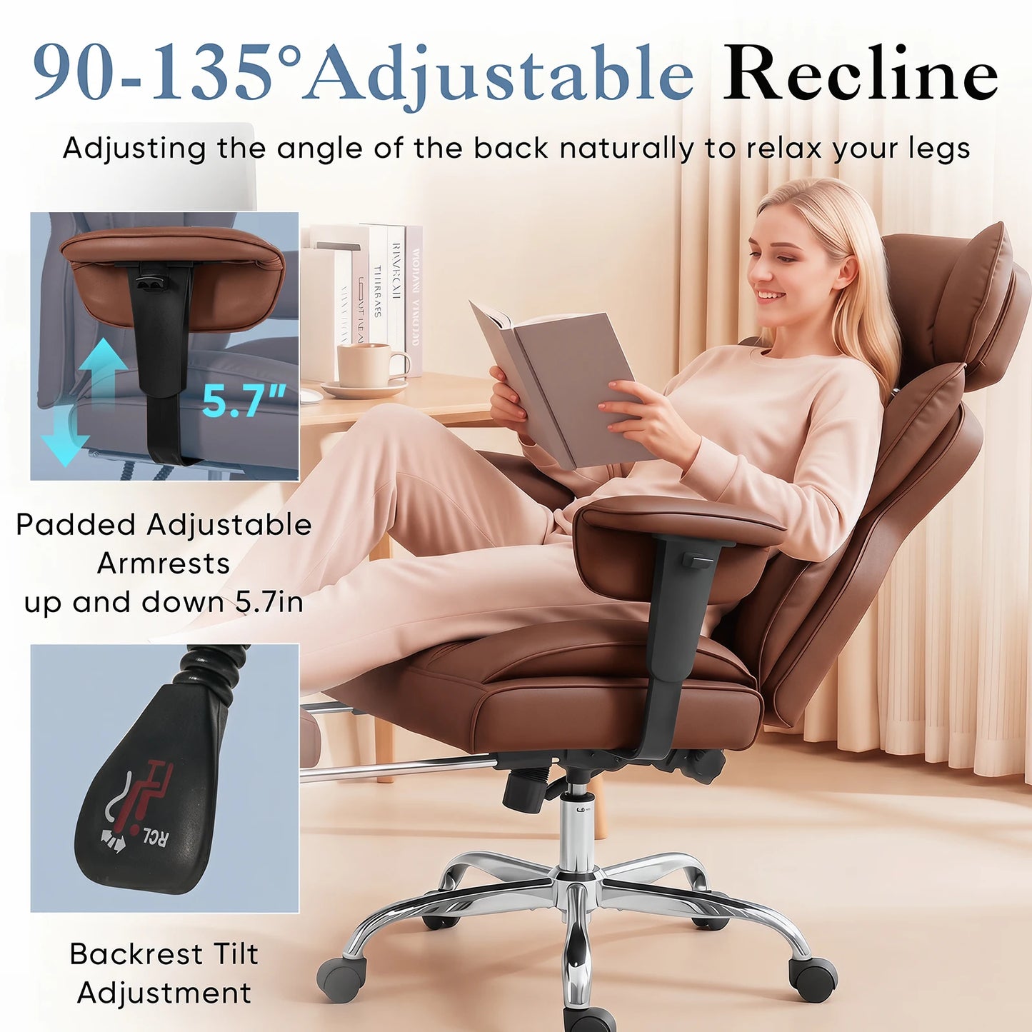 JHK Ergonomic Adjustable Armrests Gaming Chair PU Leather Office Chair