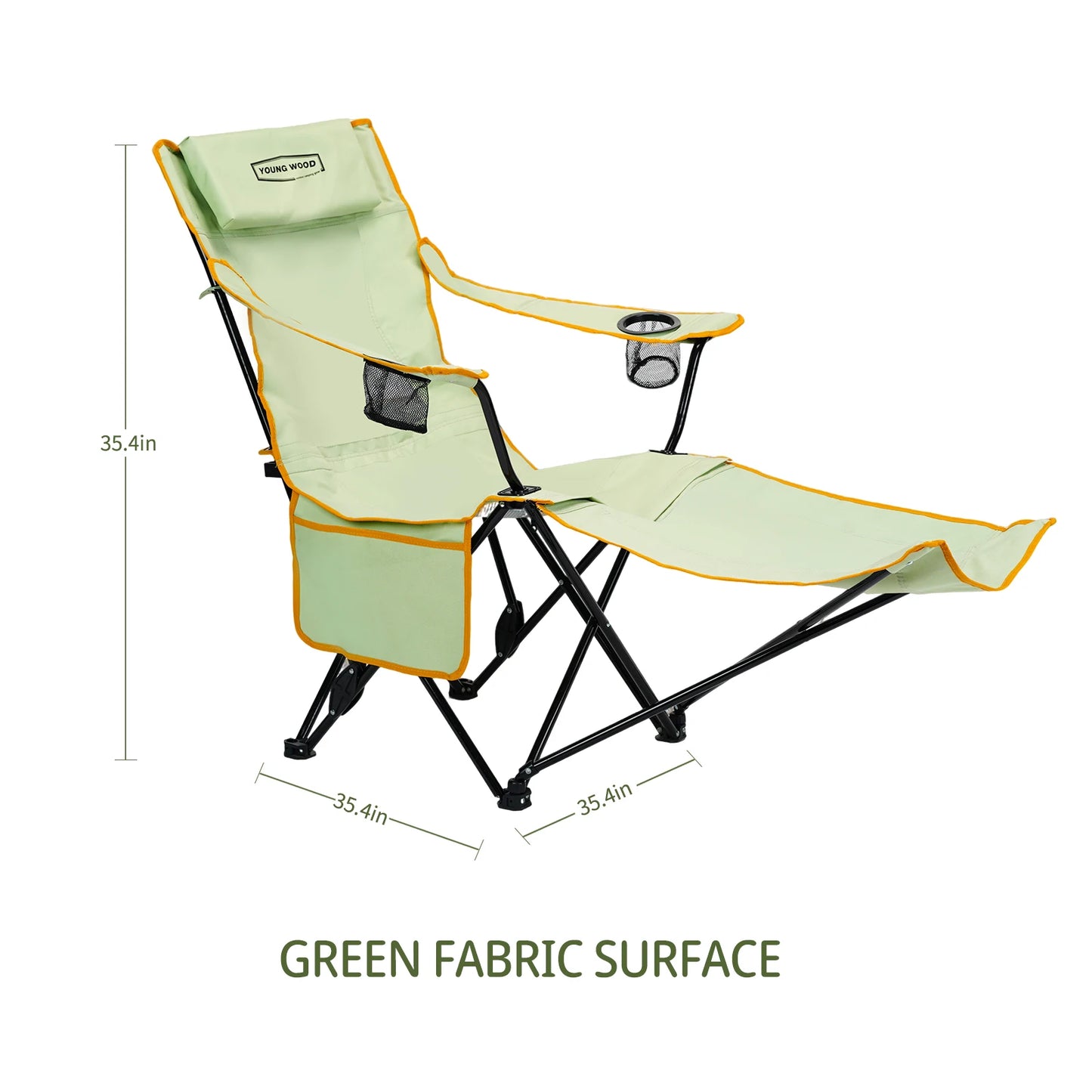 GERC Young Wood Two In One Reclining Camping Chair Footrest