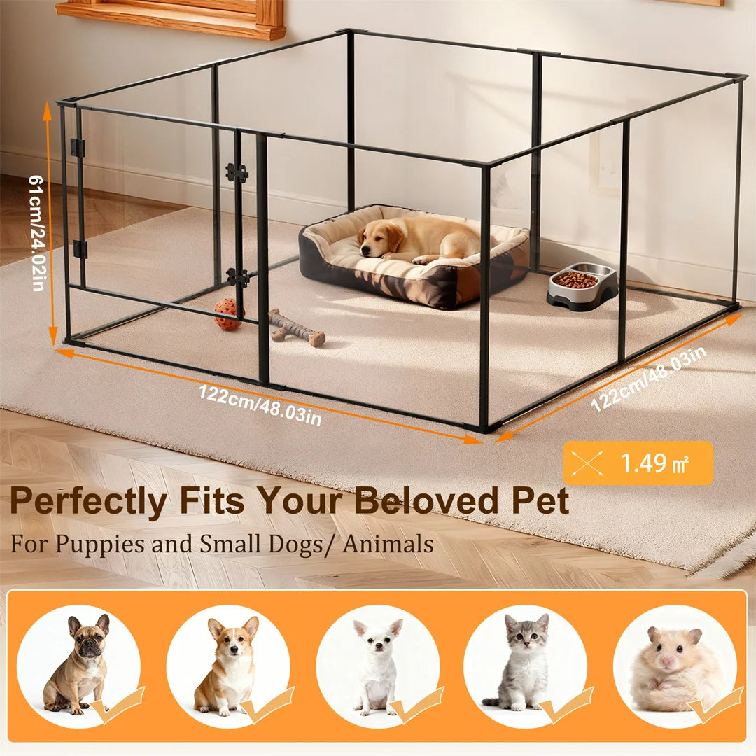 BINGOPAW 8 Panels Acrylic Dog Playpen Whelping Pen For Puppies Rabbits
