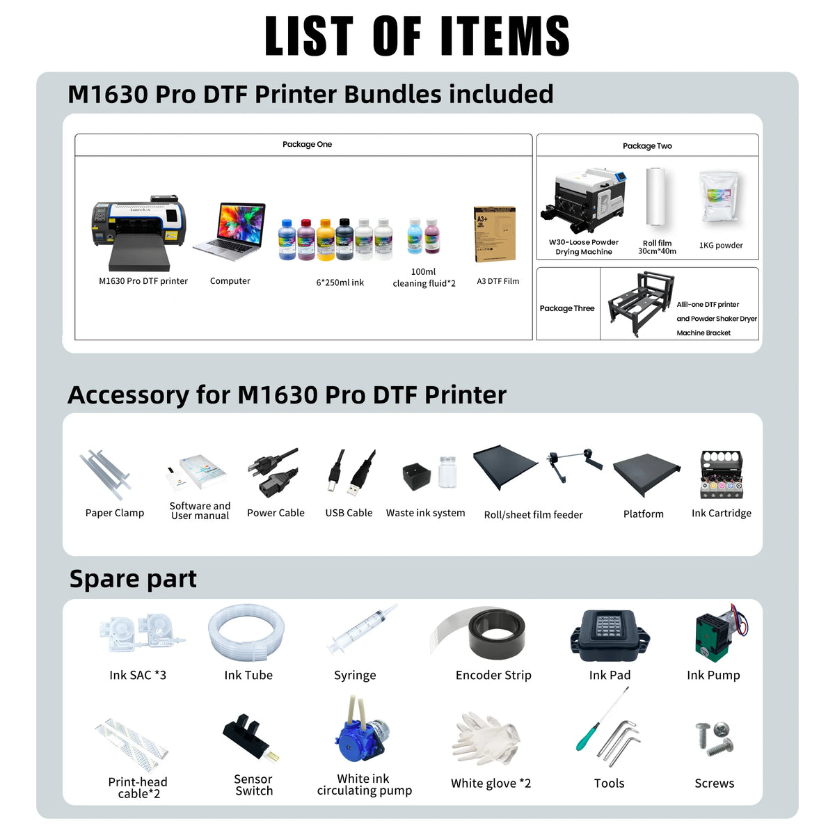 Lancelot A3 M1630 Pro DTF Printer Bundle – All-in-One Automatic T-Shirt Printing System with Powder Shaker & Heat Press Auto