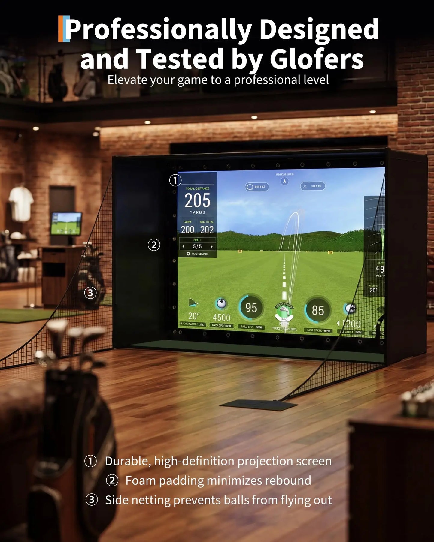 Golf Simulator Enclosure Package With Impact Screen Guard