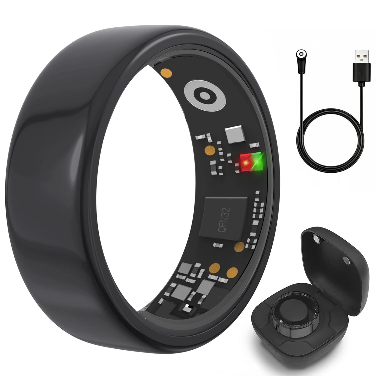 Hivisuals Smart Fitness Ring With Charging Case And Health Tracking