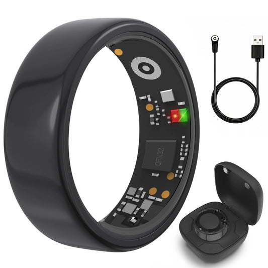 Hivisuals Smart Fitness Ring With Charging Case And Health Tracking