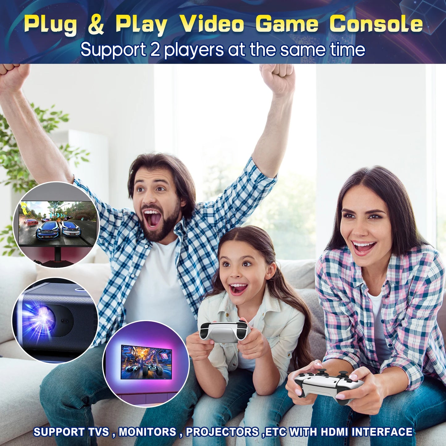 AISLPC M15 4K TV Retro Handheld Game Console Dual Controllers
