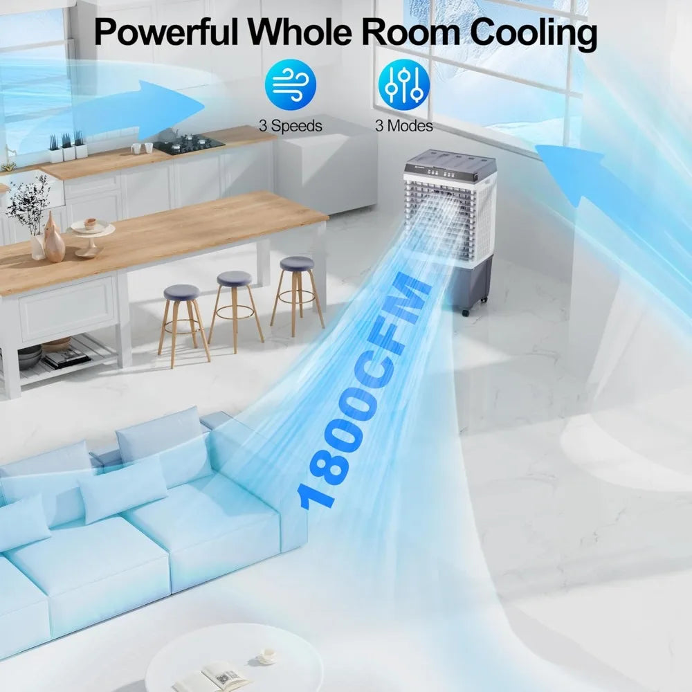 1800 CFM Swamp Cooler 3 In 1 Portable Evaporative Air Cooler For Room
