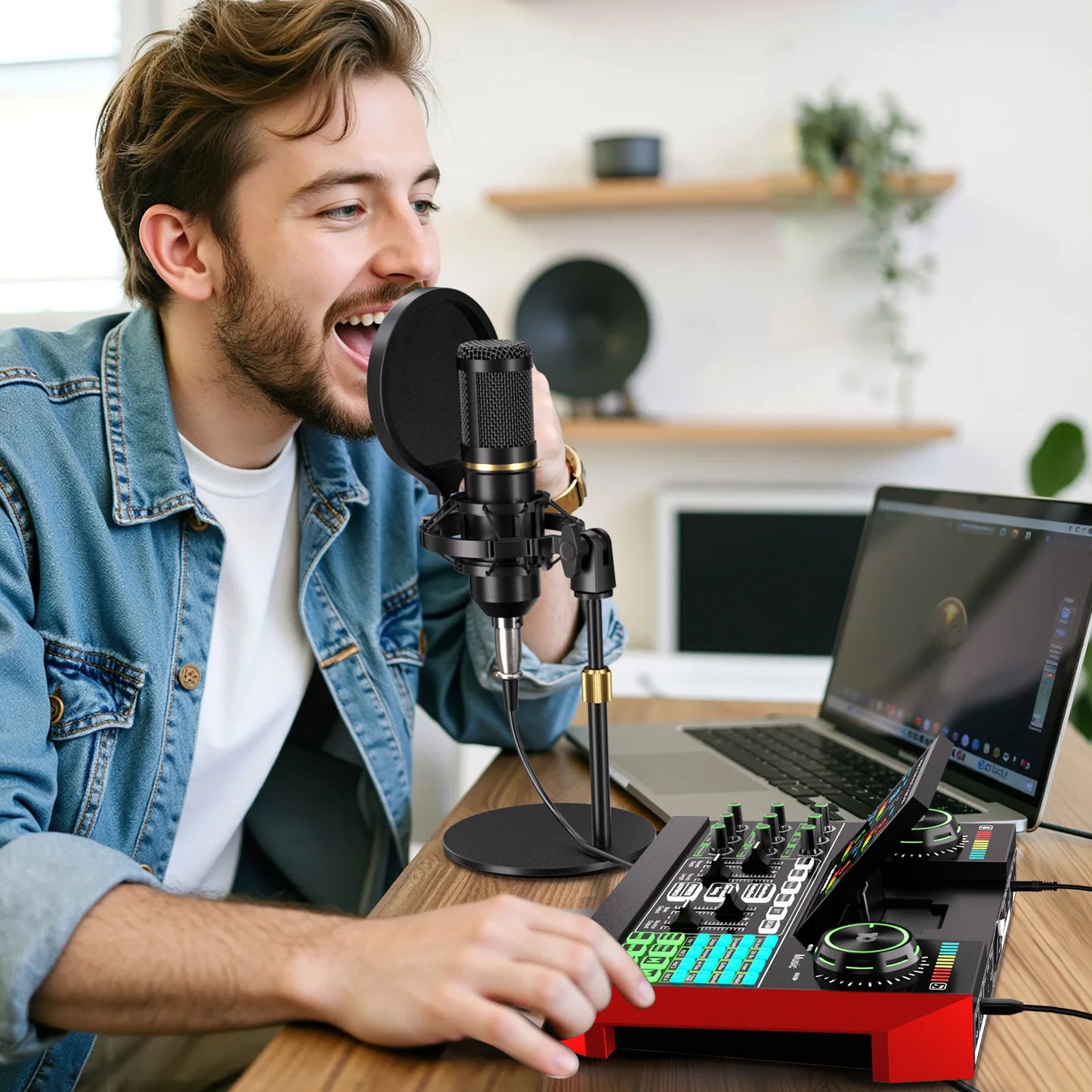 Tenlamp Live Streaming Microphone Bundle With 6 Channel Audio Mixer