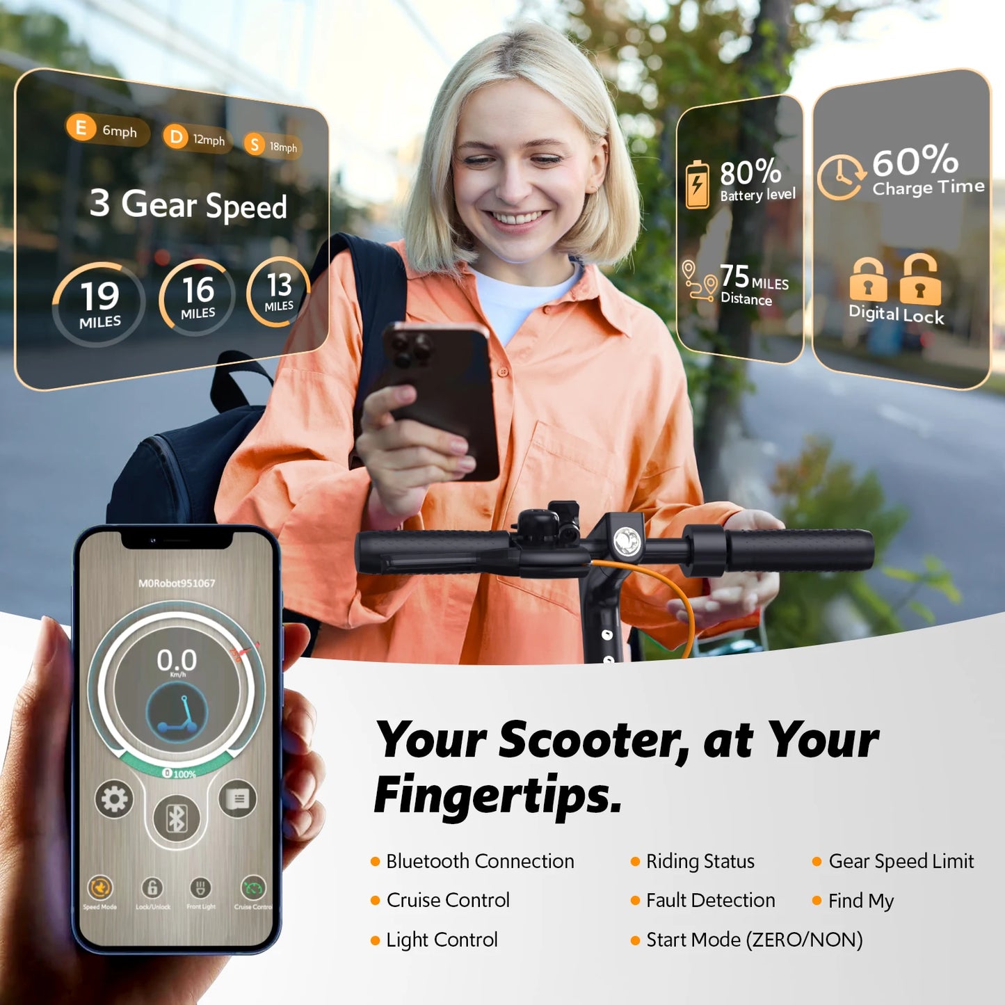 Electric Scooter For Adults 550W Peak Motor 20 Mile Range Foldable E Scooter With App Control And 360 Degree Lighting