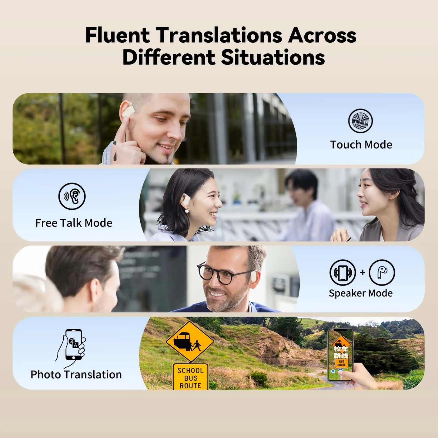 Wooask M9 Translator Earbuds Real Time Voice Translation 144 Languages