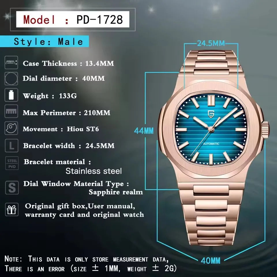 PAGANI DESIGN New Sporty Elegance Mechanical Watch Stainless Steel Luminous Man Watch Sapphire Seagull ST16 Movt Men's Watches