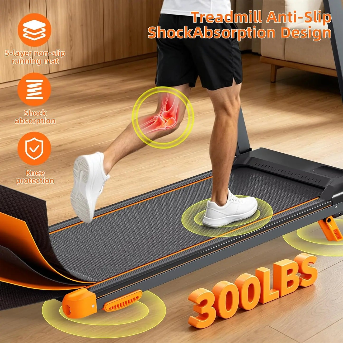 Foldable Walkpad Treadmill With 12 Incline And Led Display