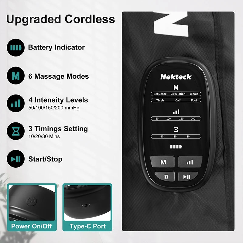 Nekteck Cordless Air Pressure Leg Massager For Foot And Calf Kneading Therapy Portable For Home Use